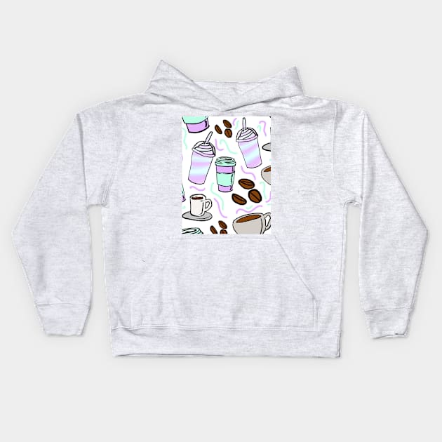 Kawaii Retro Coffee Kids Hoodie by SturgesC